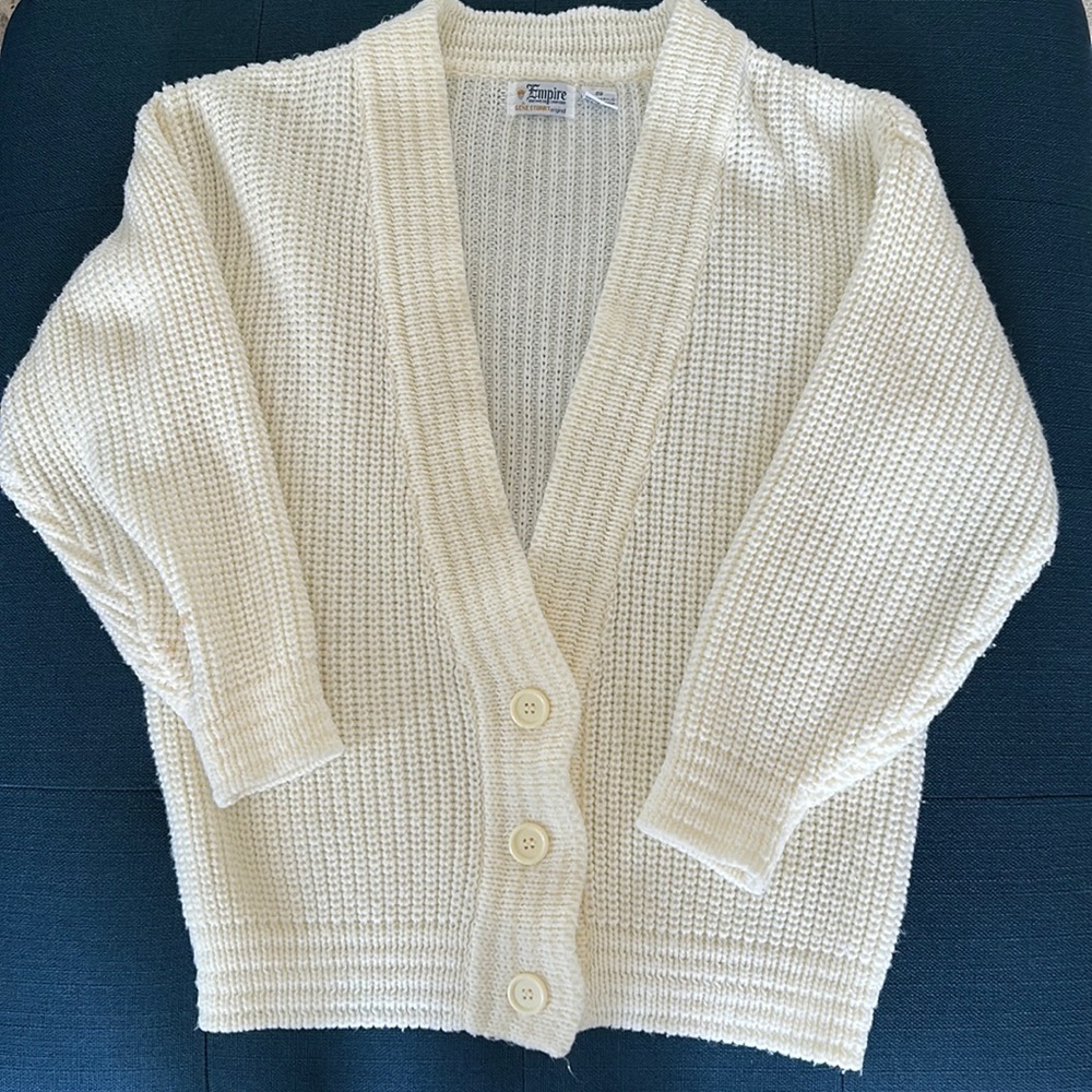 Vintage Empire ivory grannycore sweater/cardigan. A Gene Stuart original grandma